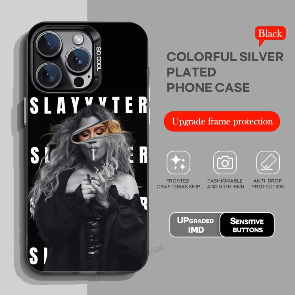 Singer Slayyyter Phone Case For iPhone 17,16,15,14,13,12,11,Pro,Max,Plus,Mini,X,XS,XR,8,S,SE Soft Black Case