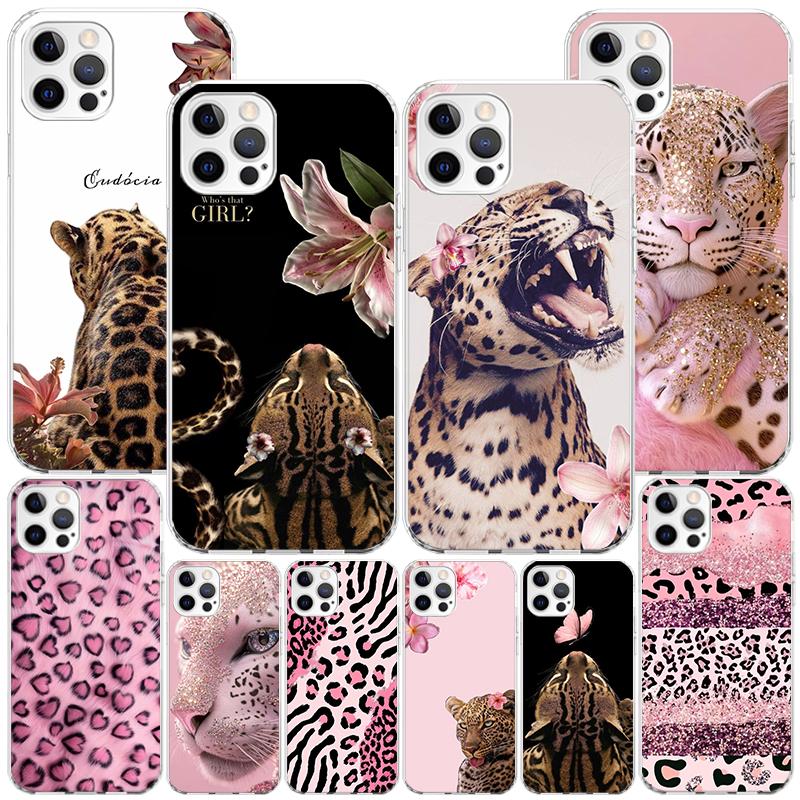 Rosa Leopardenmuster Handyhülle Für iPhone 13 12 Mini 11 Pro Max XS XR X SE 7 8 Plus 5S 5 6S 6 Geschenk Druckabdeckung Fundas