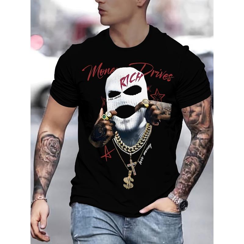 

Men S 3D Print Fashion T-Shirt New Summer Style, Round Neck, Relaxed Fit, Oversized, Cool, Casual, and Fashionable S чёрный