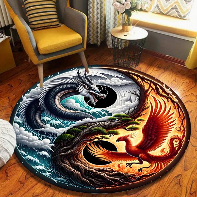 

Japanese Koi Fish Round Rug Zen Living Room Living Room Bedroom Home Decoration Carpet Bedroom Decor Living Room Decoration 80cm