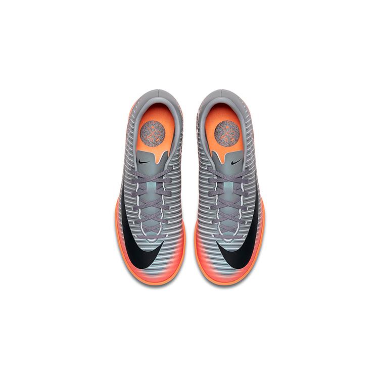 Nike Jr MercurialX 6 CR7 TF Slip Resistant Abrasion Resistant Low Top Kids' Soccer Shoes Gray Black Orange Teenagers 852487-001