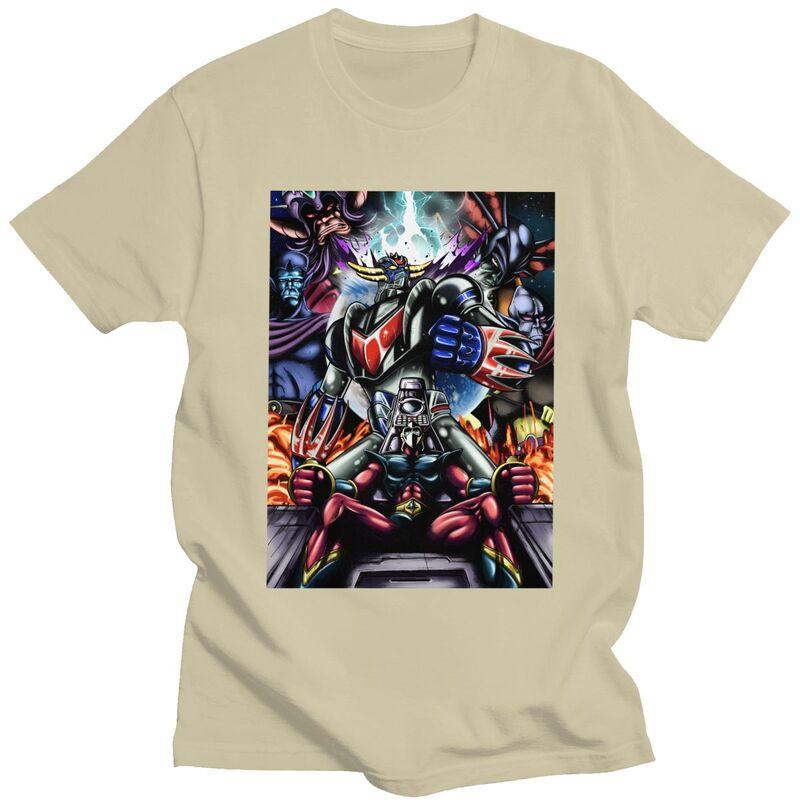 Custom Grendizer T Shirt for Men Pure Cotton Tshirt Tees Goldorak Goldrake Ufo Robot Tshirts Slim Fit Clothing