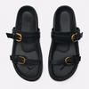 Fashion 2024 Print Flatfrom Slippers Sandals  Round Toe Metal Buckle Shoes for Women Summer Woman's Outdoor Casual Flat Slipper