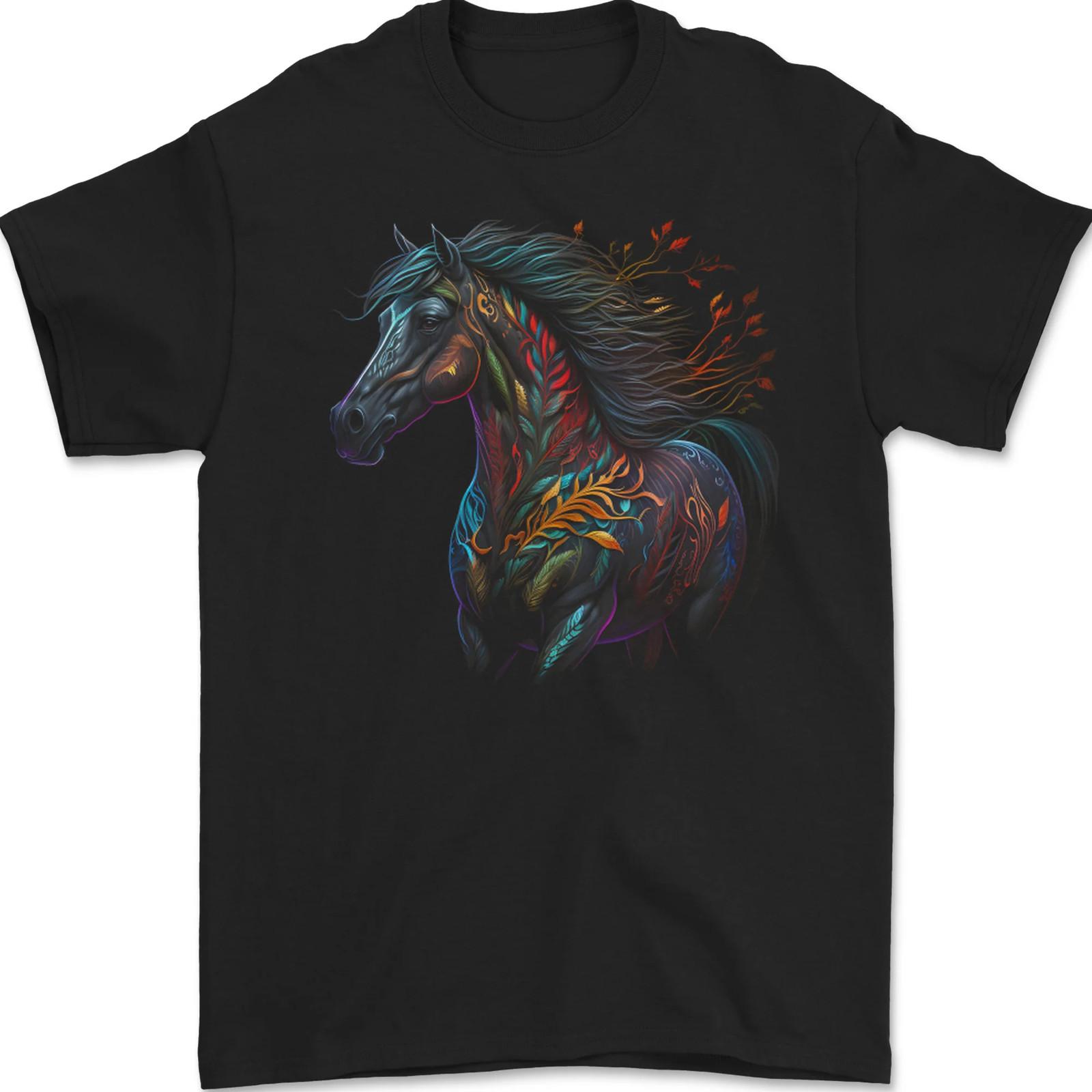 26 A Colourful Horse With Fantasy Markings Mens T-Shirt 100% Cotton Unisex T-Shirt L