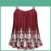 Elegant Women Print Loose Casual Summer Pleated Flowy Sleeveless Camisole Tank Tops
