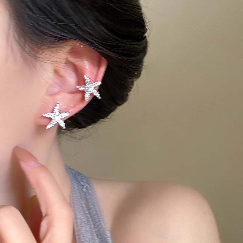 Shiny Zircon Star Ear Clip for Women Girl Fashion Full Rhinestone C Shape No Pierced Fake Cartilage Earrings Party Jewelry Gifts