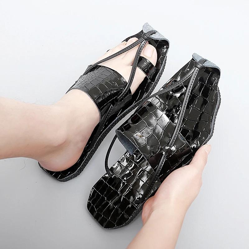 Summer Men Sandals Gladiators Crocodile Pattern Genuine Leather Casual Shoes Beach Sandals Outdoor Slippers Shoes for Men