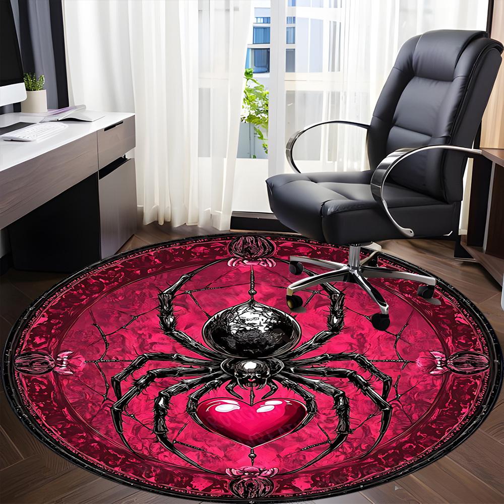 1PC Spider Web Office Round Area Rug, Mat Suitable For Office, Under Office Chairs Bedroom Living Room Home Decor, Room Deco