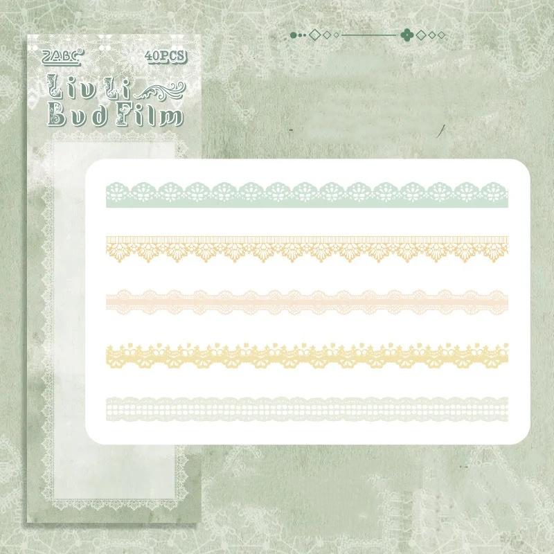 30 Stück/Beutel Florale Spitze Skalierbare Scrapbooking-Aufkleber PET Transparente Abziehbilder für DIY Handkonto Handyhülle Spiegel Bastelarbeiten