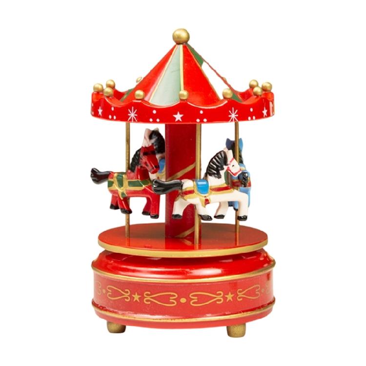 Hand Cranked Christmas Musical Carousels Box Ornament Wind Up Mechanism Music Box Ideal Gift Holiday Festives Decoration