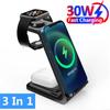 30W 3 In 1 Wireless Charger  Stand Dock For iPhone 15 14 13 12 11 XS  Watch 8 7 AirPods  Induction Fast Charging Station