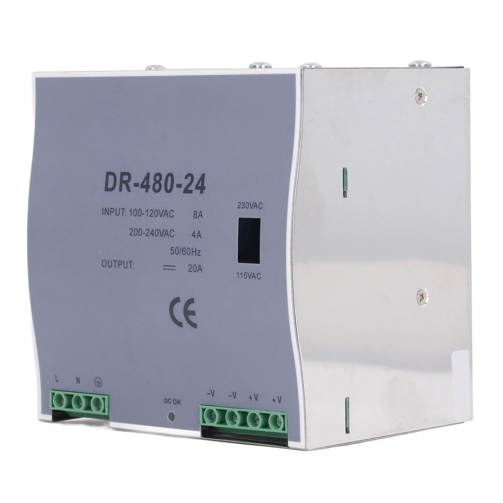 AC to DC Power Supply 480W Single Output DIN Rail Mount DC Switching Power Supply 100‑120VAC 200‑240VAC 24V