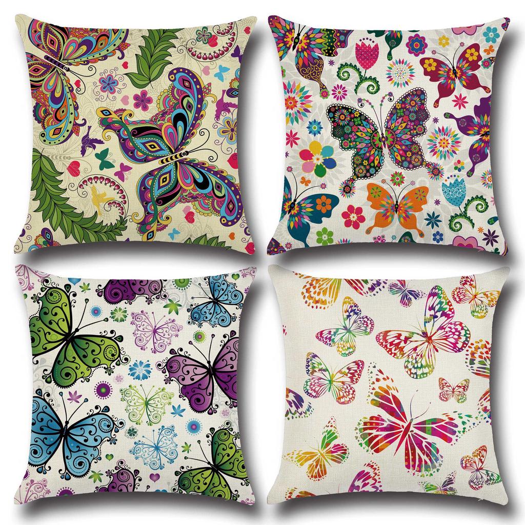 Cartoon Fantasy Butterfly Flower Cute Fresh Creative Home Pillowcase Car Cushion Cover