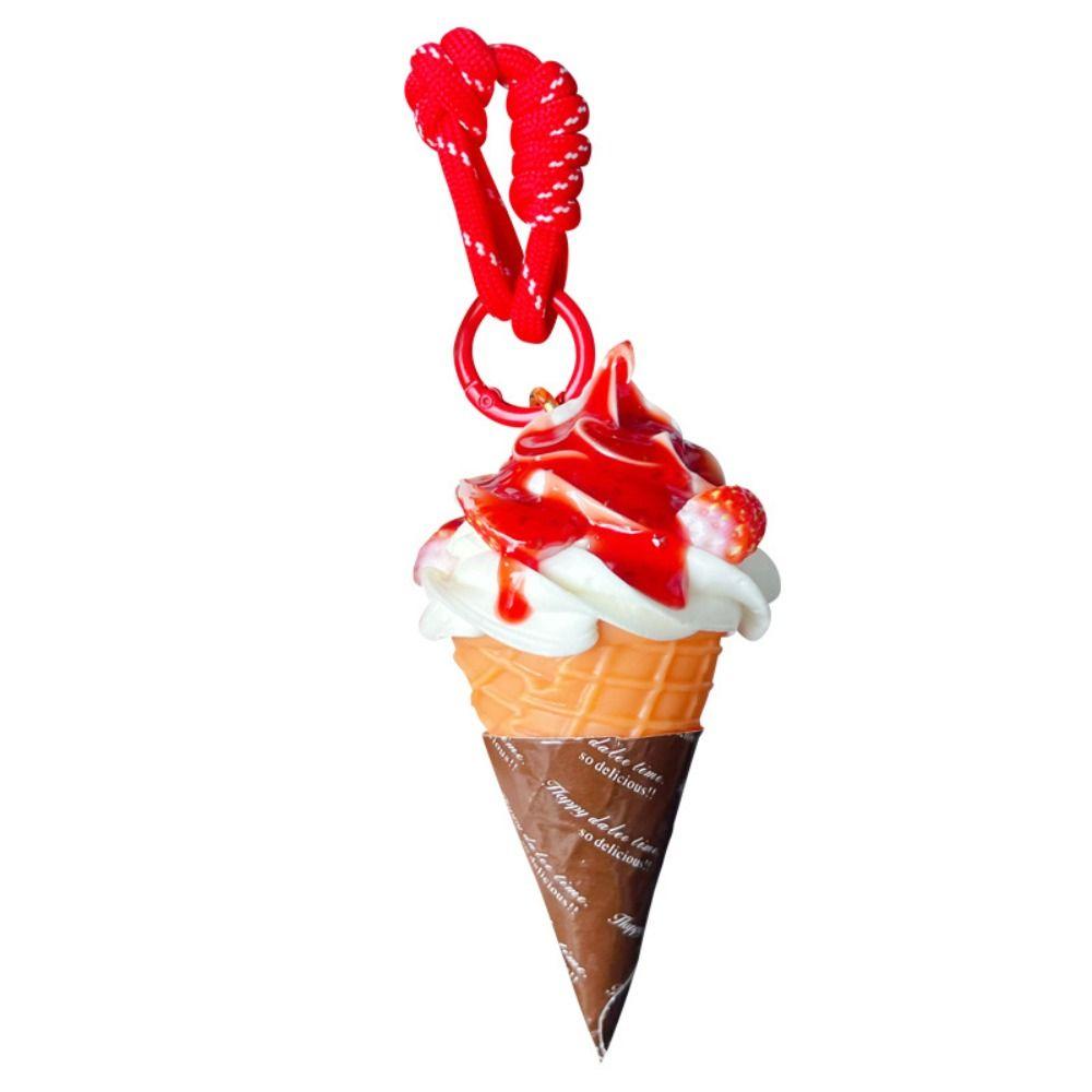 Cute Ice Cream Keychain Simulation Ice Cream Key Rings Food Shaped Keyring Baking Decorations