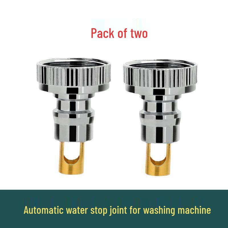 All-Copper Automatic Shut-off Washing Machine Faucet with Anti-Detachment Hose and Universal Check Valve Adapter