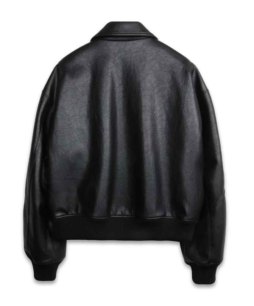 Doffjason Oversized Phantom Leather Jacket Black
