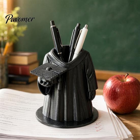 Creative Pen Holder Design Graduation Gown Holder, 3D Printed Grad Pencil Cup, Office Desktop Teacher Gift Organizer for Pens, Makeup Brushes,