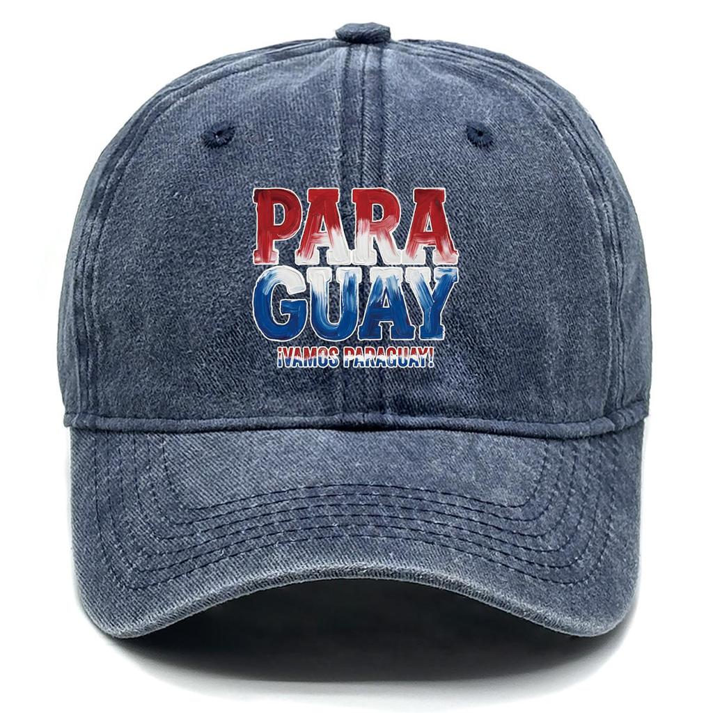 "PARAGUAY" "VAMOS PARAGUAY" Flag Printed Sun Hat , Adjustable Baseball Cap Hip Hop Unisex Trendy Vintage Sun Hat