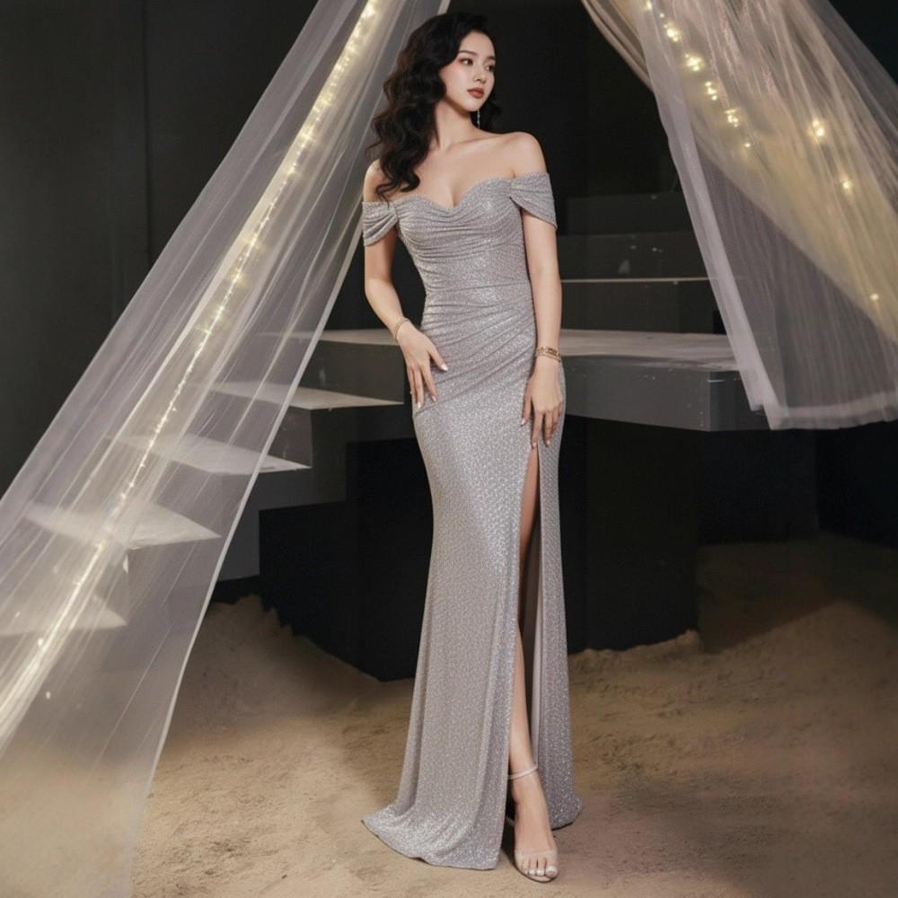 Sexy Night Dress, Evening Dress with Sleeves, SPA Foot Massage K-song Club, Soft Massage Technician, Working Clothes Look Thin