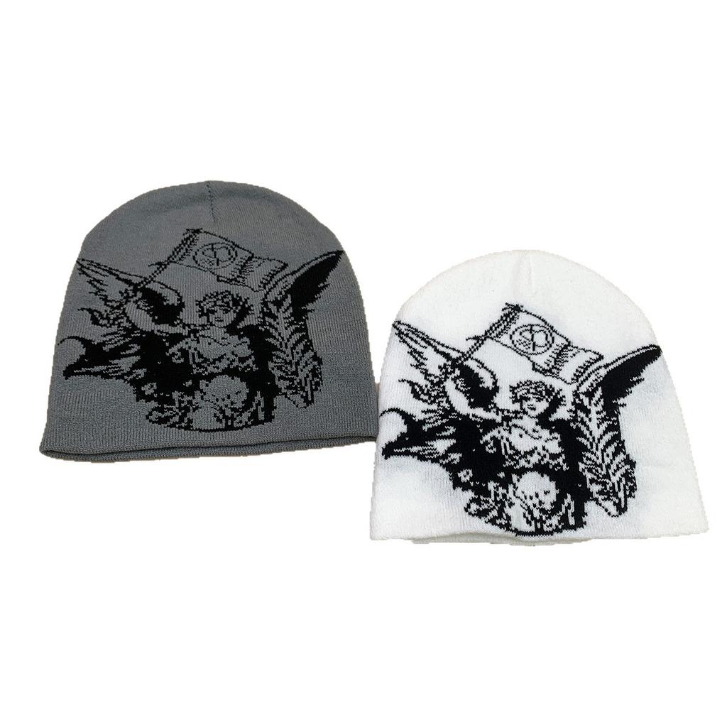 Autumn And Winter Hip Hop Street Mesh Idol Jacquard Knitted Hat Men And Women Warm Personality Cold Hat Pullover Hat