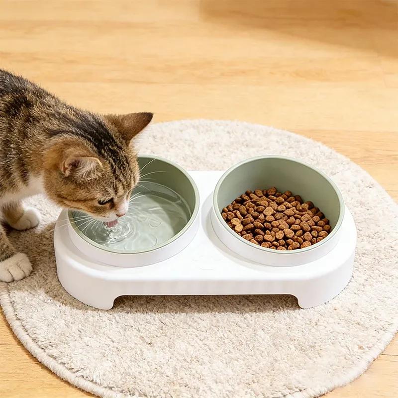 Adjustable Height Pet Double Bowl Feeder for Dogs & Cats Raised Food Water Bowl Set Ergonomic Neck Protection Feeding Supply