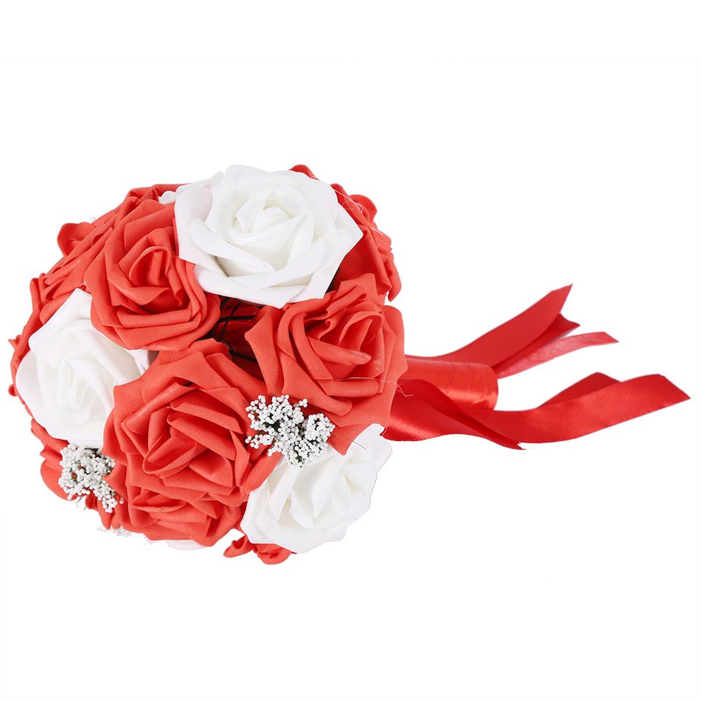 Artificial Bridal Bouquet Flowers for Wedding Decorations Props Accessories (Purple)