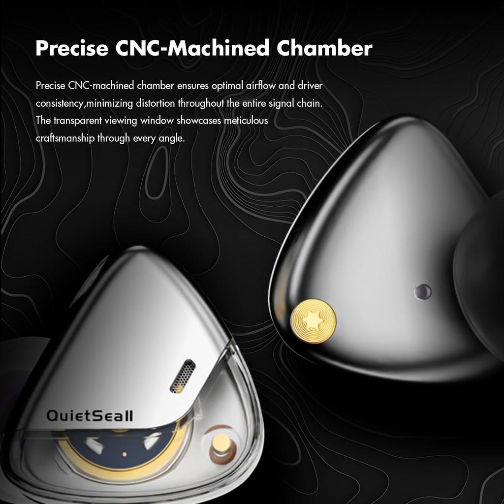 ROSESELSA Monitor with Dynamic Diaphragm 1DD HIFI Wired with Module IEM Cable "QUIETSEA II" In-Ear Driver, Earphone, 3.5mm/4.4mm (Silver)