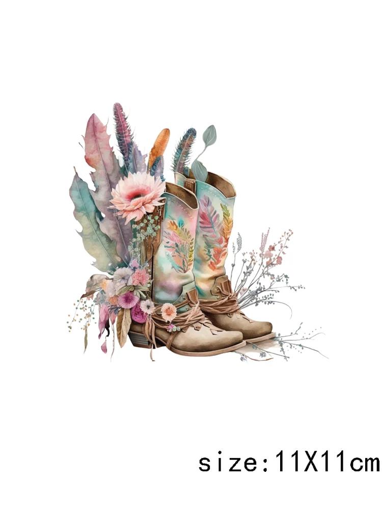 LETOP 1pcs 16oz Colorful Flower Cowboy Boot Moon Hat Tumblers Waterproof Transfer Stickers UV DTF Cup Wrap Transfers