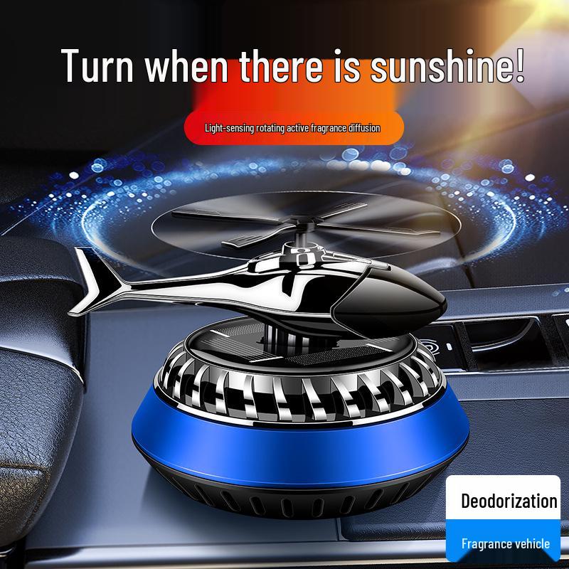 Solar-Powered Rotating Car Air Freshener - Helicopter & Airplane Aromatic Ornament for Car Interior Decoration