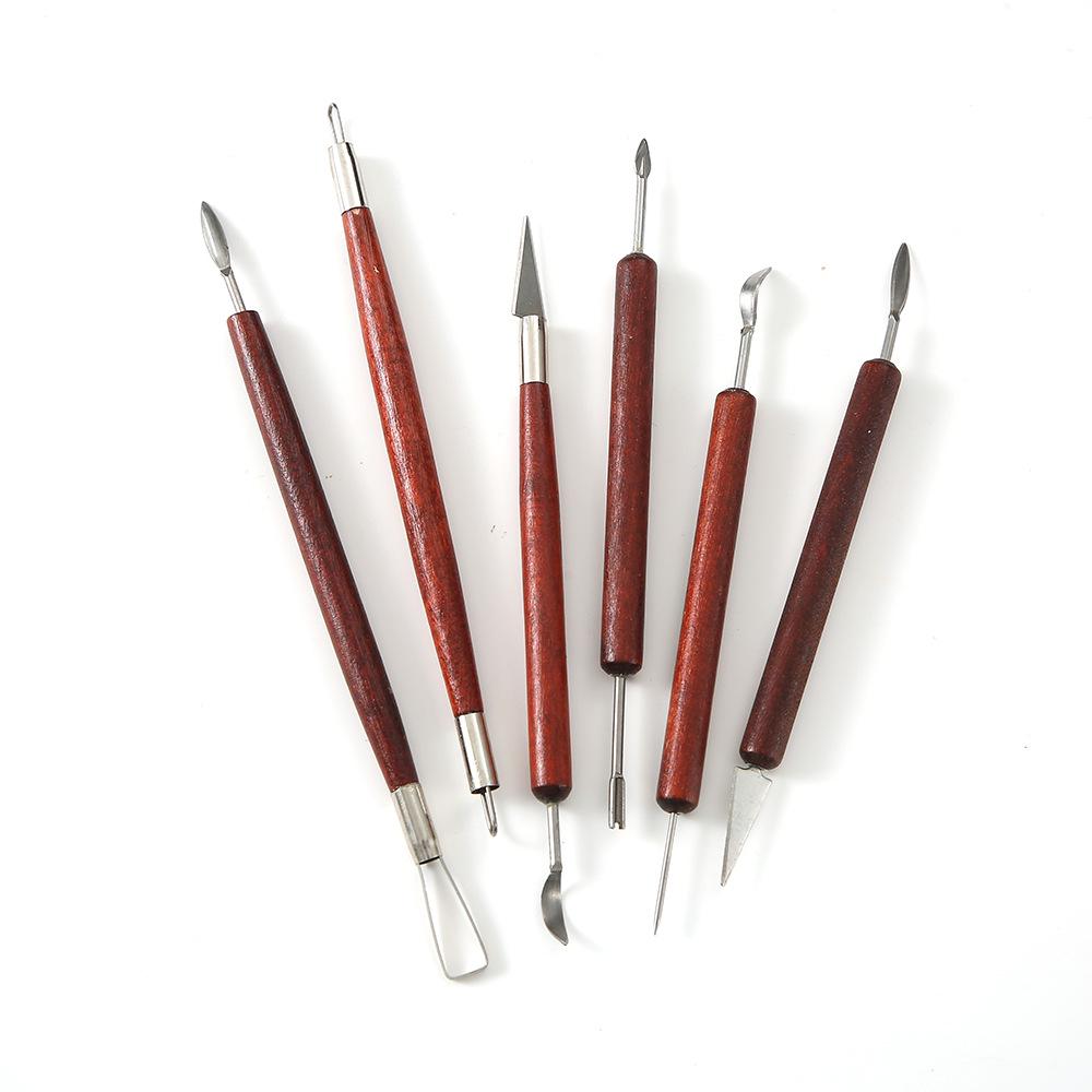 DIY Pottery Tools Set: 6-Piece Kit with Clay Carving, Steel Wire Cutting & Double-Headed Trimming Knives