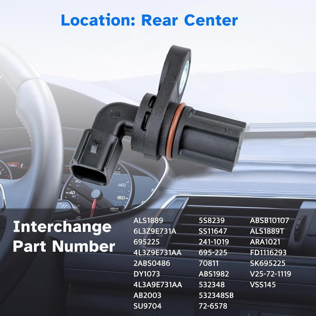 Rear Center ABS Wheel Speed Sensor fit for 2004-08 Ford F150, 05-13 Ford F250 F350 F450 F550 F650 F750 Super Duty Truck 2005 2006 2007 2008 2009 2010