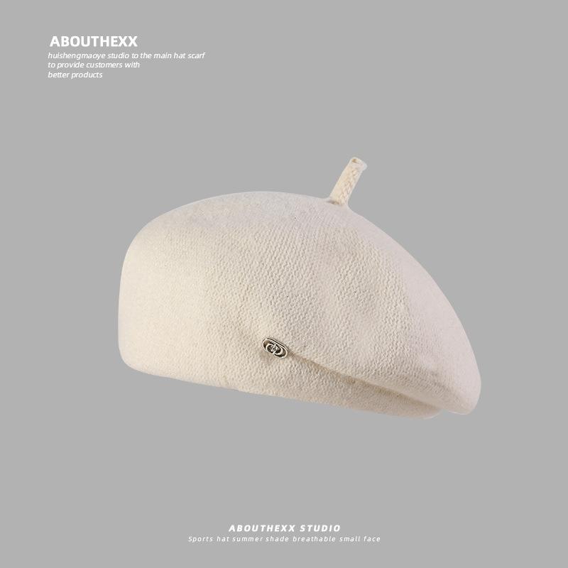 Hat Women's Autumn and Winter Korean Version Fashionable Versatile Beret British Retro Literary Painter Hat Showing Face Tabloid Hat Trend