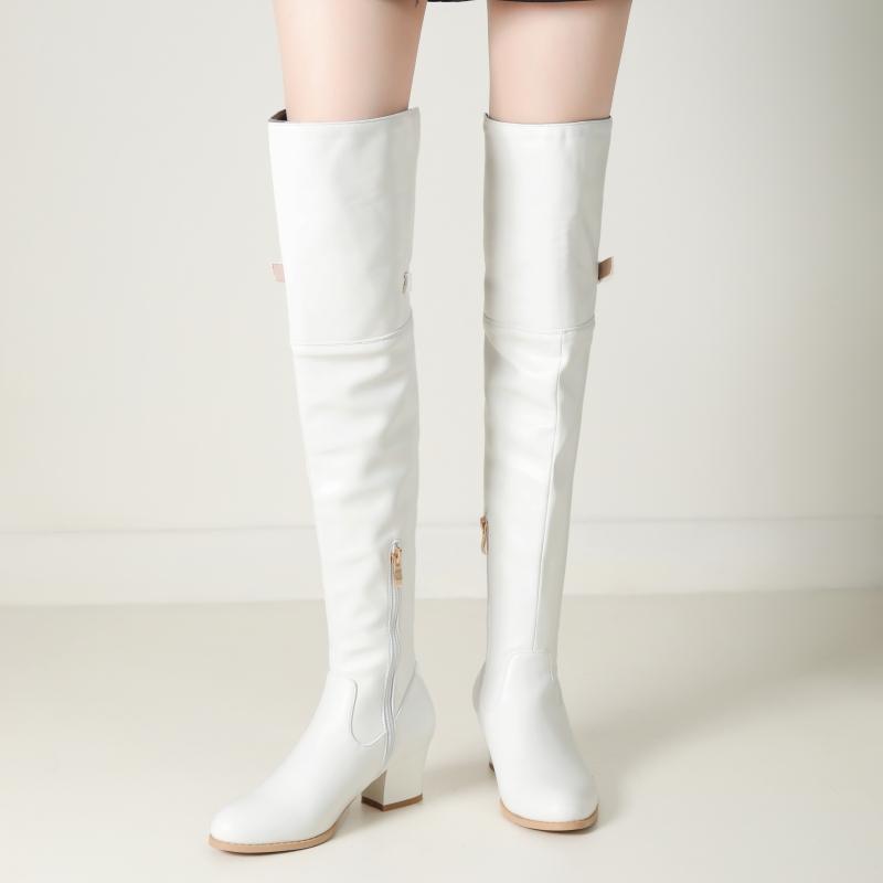 Sexy Over-the-Knee Boots Women 2024 Winter Shoes Fashion High Heels Thigh High Boot Female Black White Waterproof Long Shoes