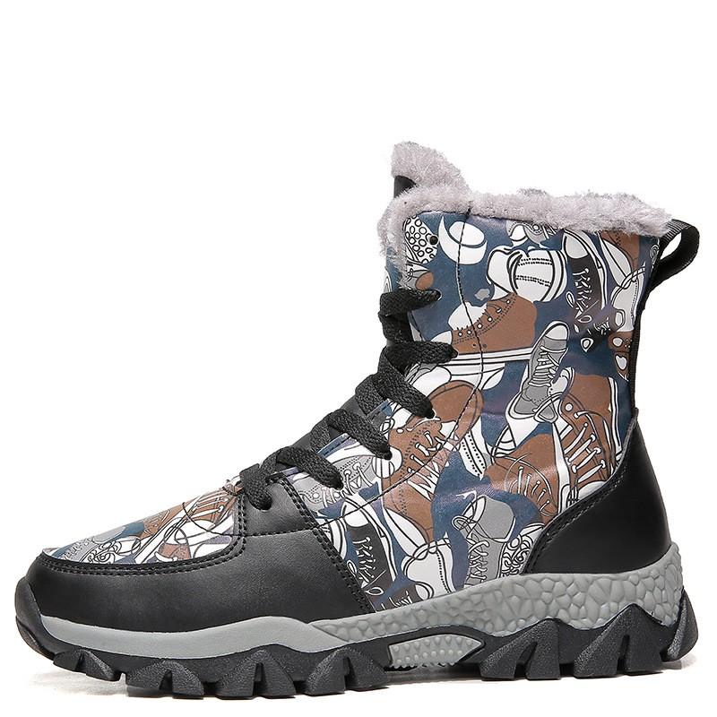 Kids Winter Snow Boots Boys Girls Warm Fleece-Lined Ankle Outdoor Slip-Resistant Non-Slip Shoes