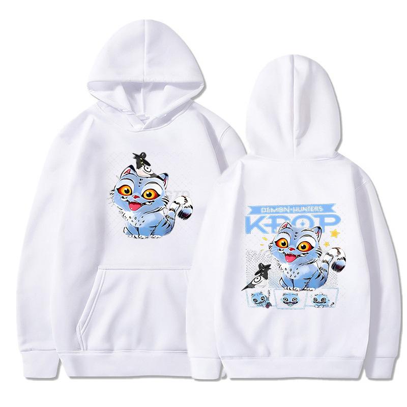 Kpop Anime Hoodie Oversized Cartoon Cat Graphic Print Pullover Sweatshirt Men Streetwear Hip Hop Fashion Casual Hooded Top