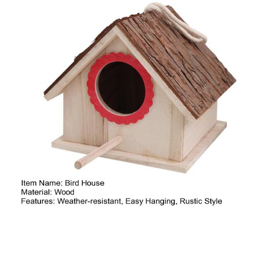 Holz-Vogelhaus für Gartenvögel Hängendes Vogelhaus mit Sitzstange Rustikales Vogelhaus für Bauernhaus Haus Garten Dekoration