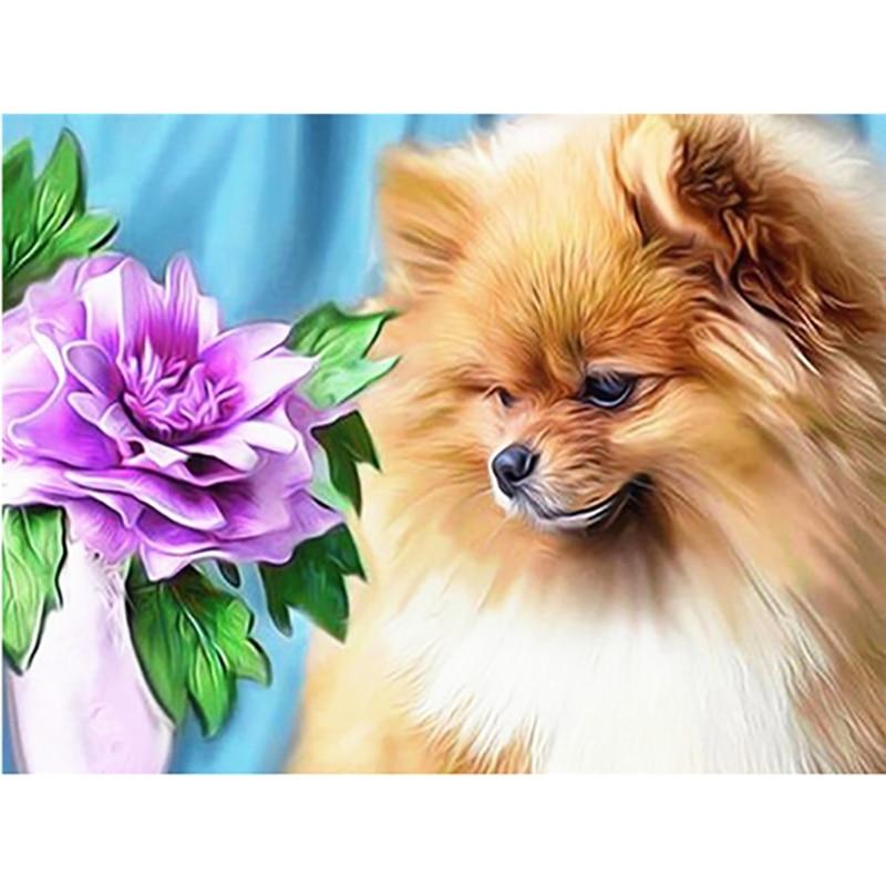 5D DIY Diamond Painting Full  Round Resin Diamond Embroidery Dog Animal Picture Of Rhinestones Diamond Mosaic Home Decor