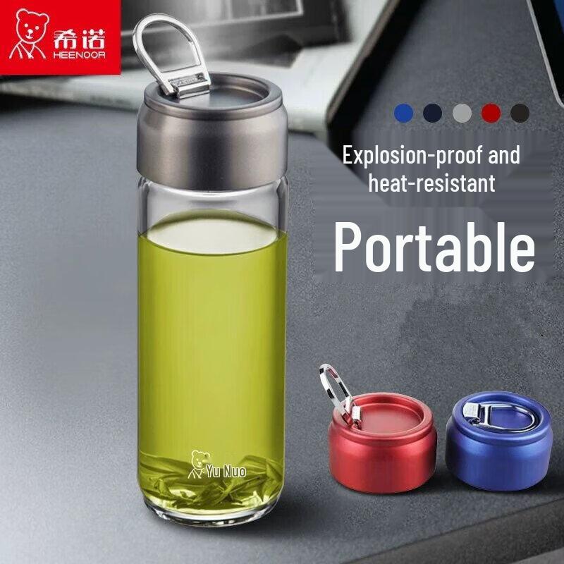 Xinuo Portable Single-Layer Borosilicate Glass Water Bottle