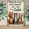 Vintage Metal Wall Art Sign Girl Cat Retro Rustic Tin Poster 8x12 Inch Kitchen Decor