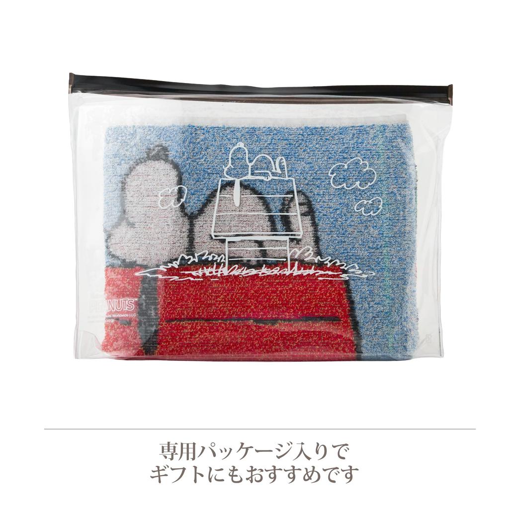 Nishikawa Snoopy Face 34 x Imabari XT26356610 PN6652TW Towel, 80cm, Washable, 100% Cotton, Five-Color Weave, Mark, Blue,