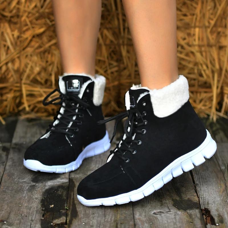 Women Casual Boots Women Round Toe Lace Up Boots  Autumn Winter Snow Boots Women Fur Low Heels Boot Botas Mujer Plus Size2024