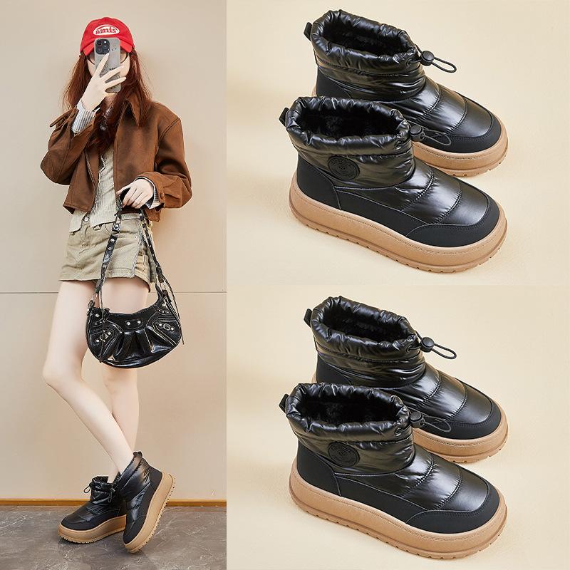 Winter Warm Snow Boots for Women Non-Slip Chunky Platform Sneakers With Faux Fur Lined Waterproof Tennis Walking Shoes Women's Comfort Short Booties