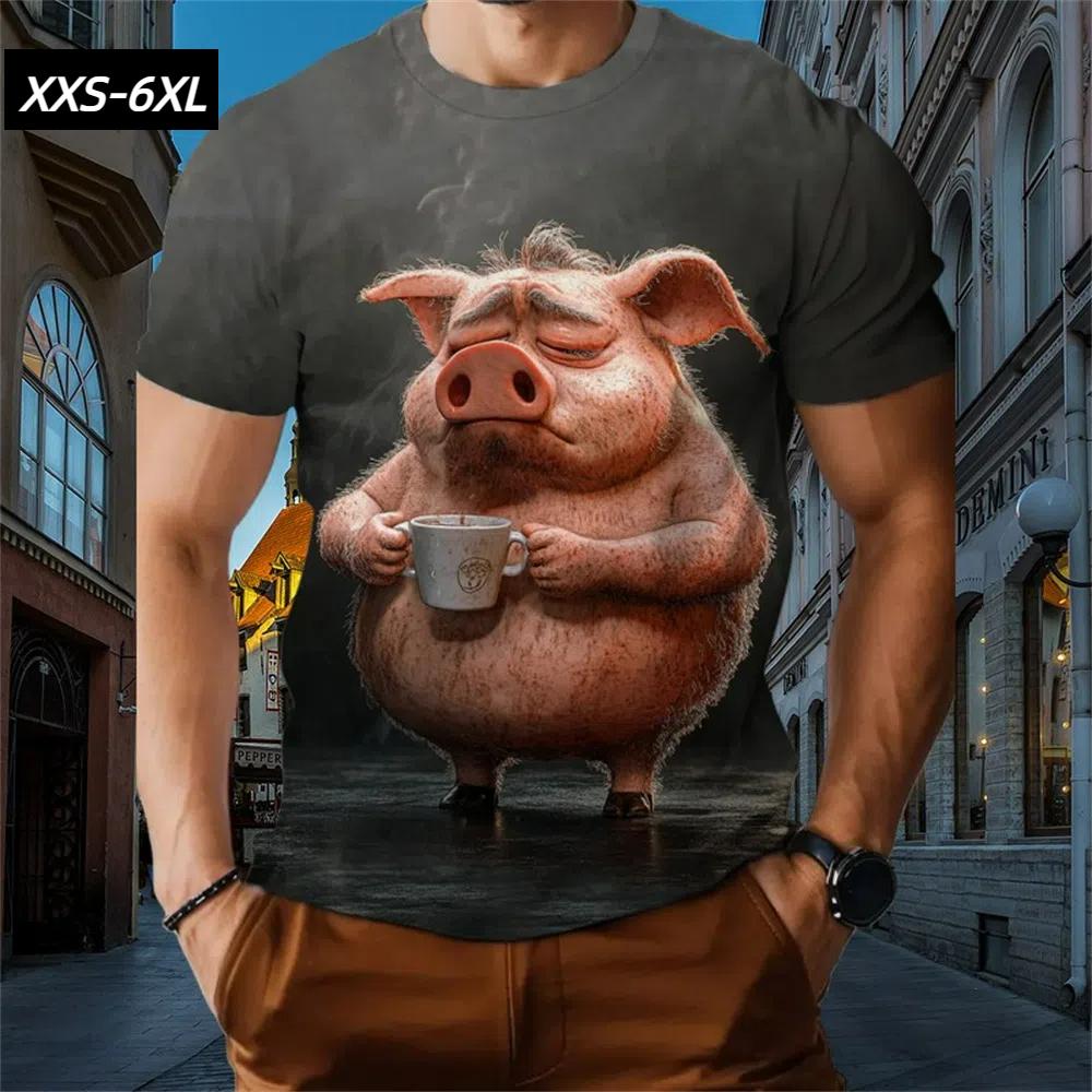XXS-6XL Plus Size T-Shirts for Men Funny Cartoon Animal 3D Print Short Sleeve Tops Tees Summer Men's Casual Clothing Pullover
