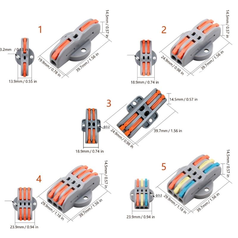 10Pcs Quick Wire Connector Push In Electrical Terminals Block For Soft And Hard Wires Quick Installation Enduring