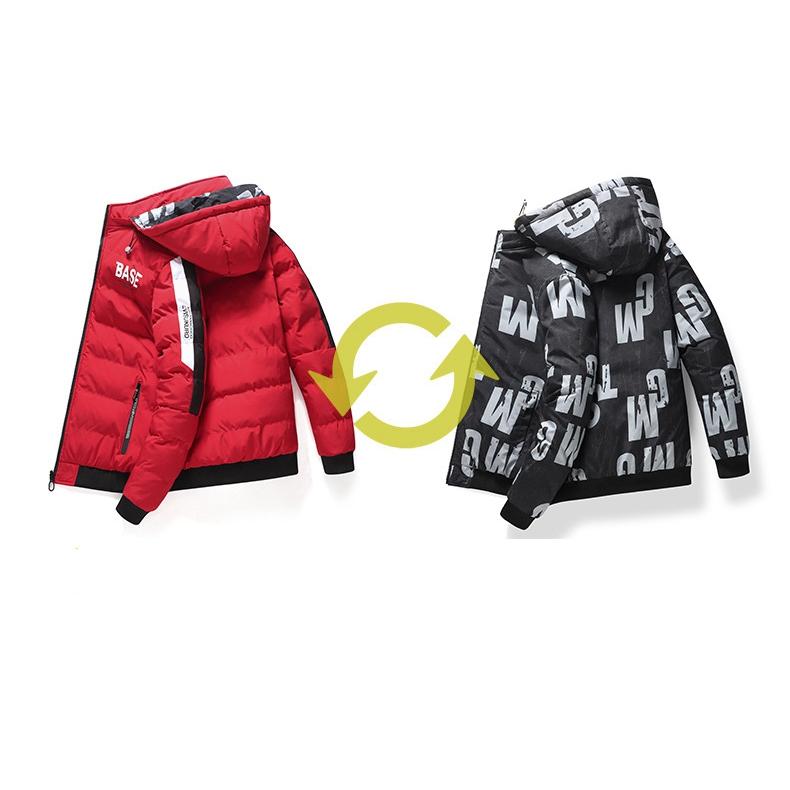 Men Autumn Winter Cotton Jacket Warm Comfortable Padded Thickened Down Jacket 2025 Double-Sided Clothes Removable Cap M-6XL