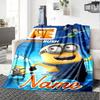 Custom Name Minions Card flannel Blanket for Super Soft Cute Comfort Blanket for Travel Bedding Couch Sofa Blanket