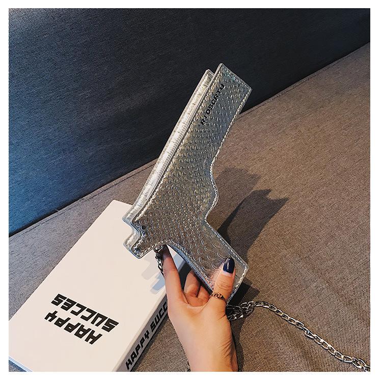 

New trend of pu leather pistol shape design personalized fashion casual shoulder bag clutch handbags party purse flap