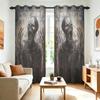 2 Stück Perforierter Verdunkelungsvorhang Lichtblockierender Sichtschutz Vorhang Wohnzimmer Schlafzimmer Halloween Verblasstes Zombie-Porträt Horror Fensterdekoration
