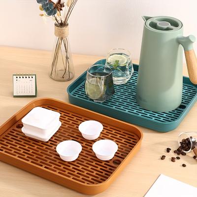 1pc Tea Tray Household Living Room Dry Soaking Table Light Luxury Tea Cup Holder Put Tea Cup Water Cup Rectangular Double Layer Drain Tray