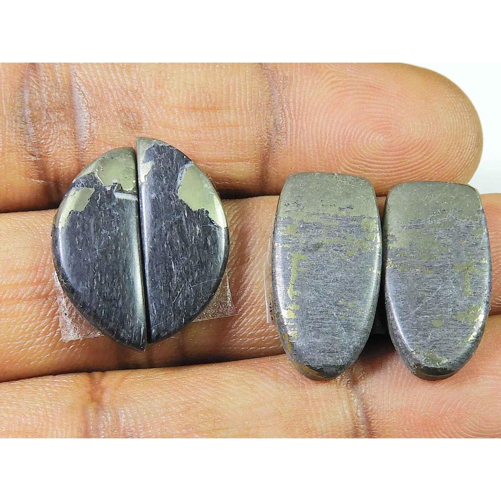 Natural Appach Gold Pyrite 2 Matching Pair Fancy Cabochon Gemstone 21-21MM SK-2138